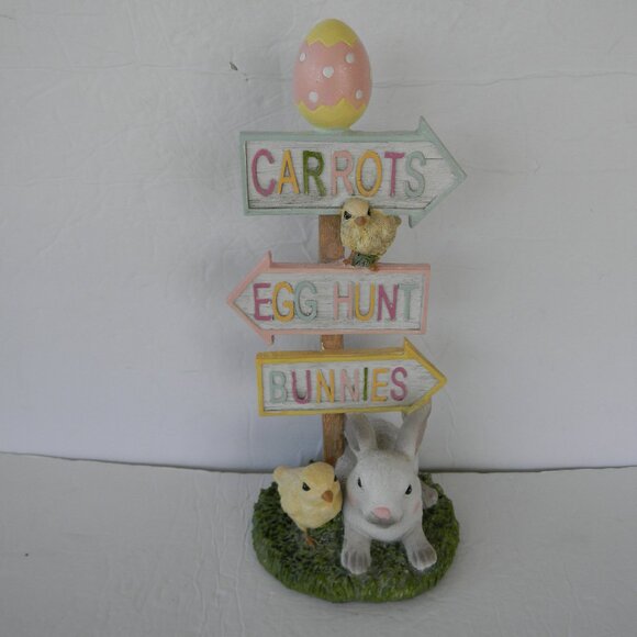 NEW 12.5" Easter Sign with Bunny and Chick by VALERIE PARR HILL - Picture 1 of 3